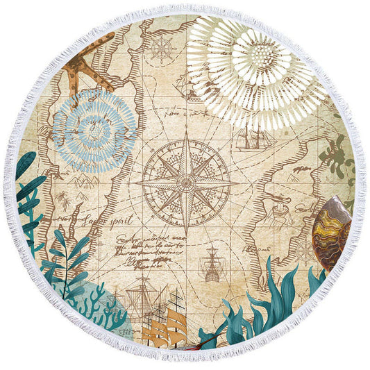 Lofaris Desert Treasure Map Grass Vibe Round Beach Towel