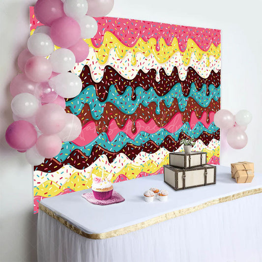 Lofaris Dessert Donut Frosting Sweet Happy Birthday Backdrop