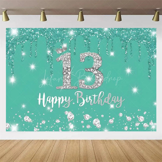 Lofaris Diamond 13th Birthday Backdrop,Glitter Party Decor Sparkling Teen Celebration Background