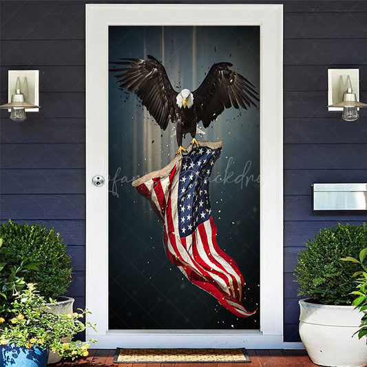 Lofaris Diamond Eagle Usa Flag Independence Day Door Cover