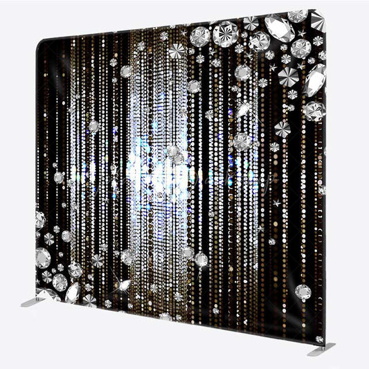 Lofaris Diamond Glitter Dots Black Tension Fabric Backdrop