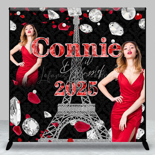 Lofaris Diamonds Petal Eiffel Tower Custom Name Grad Backdrop