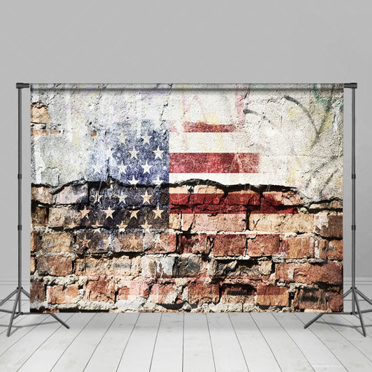 Lofaris Dilapidated Graffiti Wall American Flag Backdrop