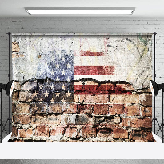 Lofaris Dilapidated Graffiti Wall American Flag Backdrop