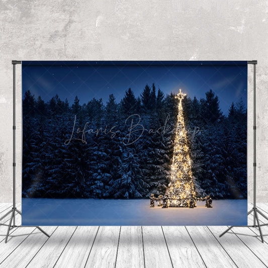 Lofaris Dim Light Christmas Trees Forest Winter Backdrop