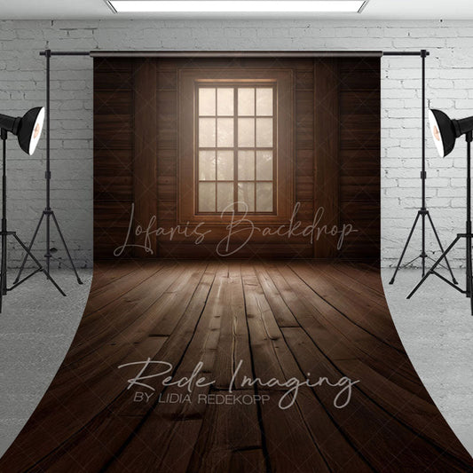 Lofaris Dim Vintage Wooden Cabin Window Photo Sweep Backdrop