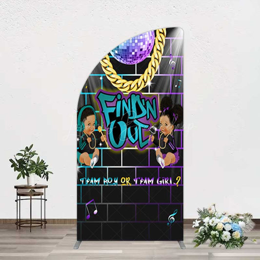 Lofaris Disco Sparkle Findn Out Gender Reveal Half Moon Arch Backdrop
