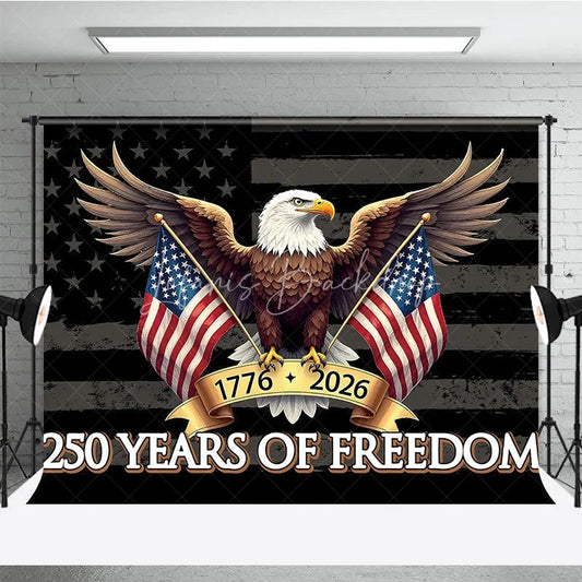 Lofaris Distressed American Flag Bald Eagle Holiday Backdrop Featuring 250 Years of Freedom Celebration
