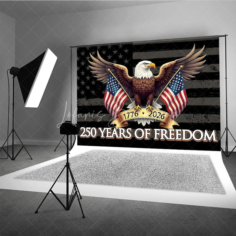 Lofaris Distressed American Flag Bald Eagle Holiday Backdrop Featuring 250 Years of Freedom Celebration