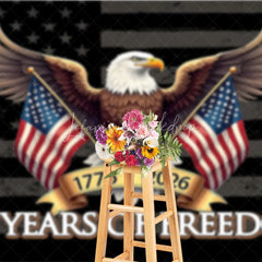 Lofaris Distressed American Flag Bald Eagle Holiday Backdrop Featuring 250 Years of Freedom Celebration