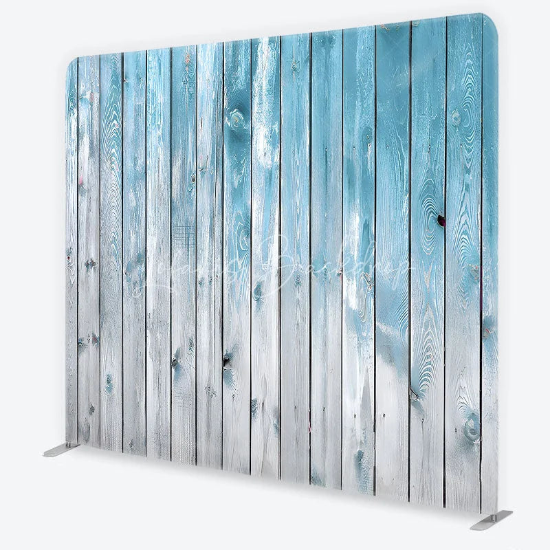 Lofaris Distressed Blue and White Wood Plank Square Double-Sided Backdrop Rustic Shabby Chic Photography Studio Decor