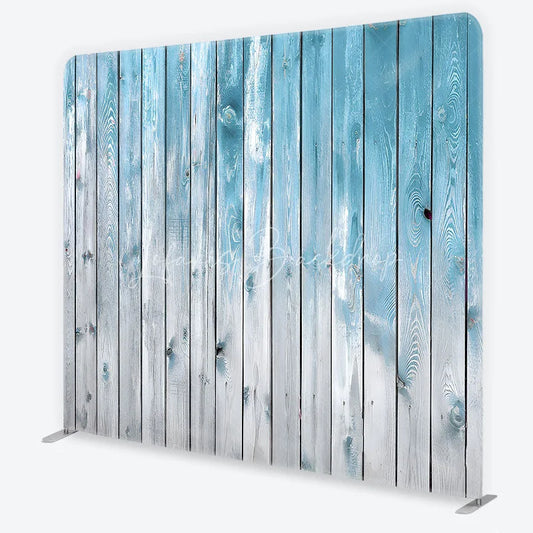 Lofaris Distressed Blue and White Wood Plank Square Double-Sided Backdrop Rustic Shabby Chic Photography Studio Decor