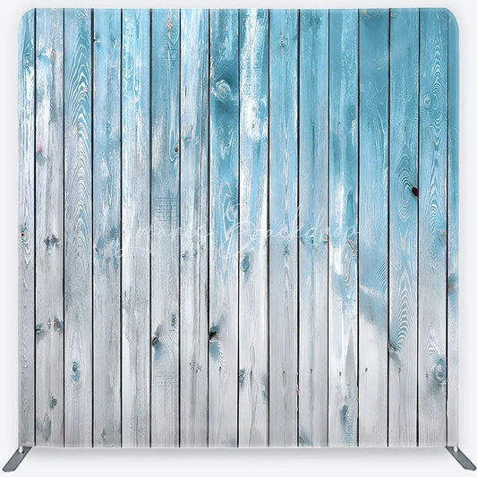 Lofaris Distressed Blue and White Wood Plank Square Double-Sided Backdrop Rustic Shabby Chic Photography Studio Decor