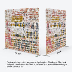 Lofaris Distressed Painted Brick Double-Sided Tension Fabric Backdrop for Industrial Themed Party Urban Photo Booth