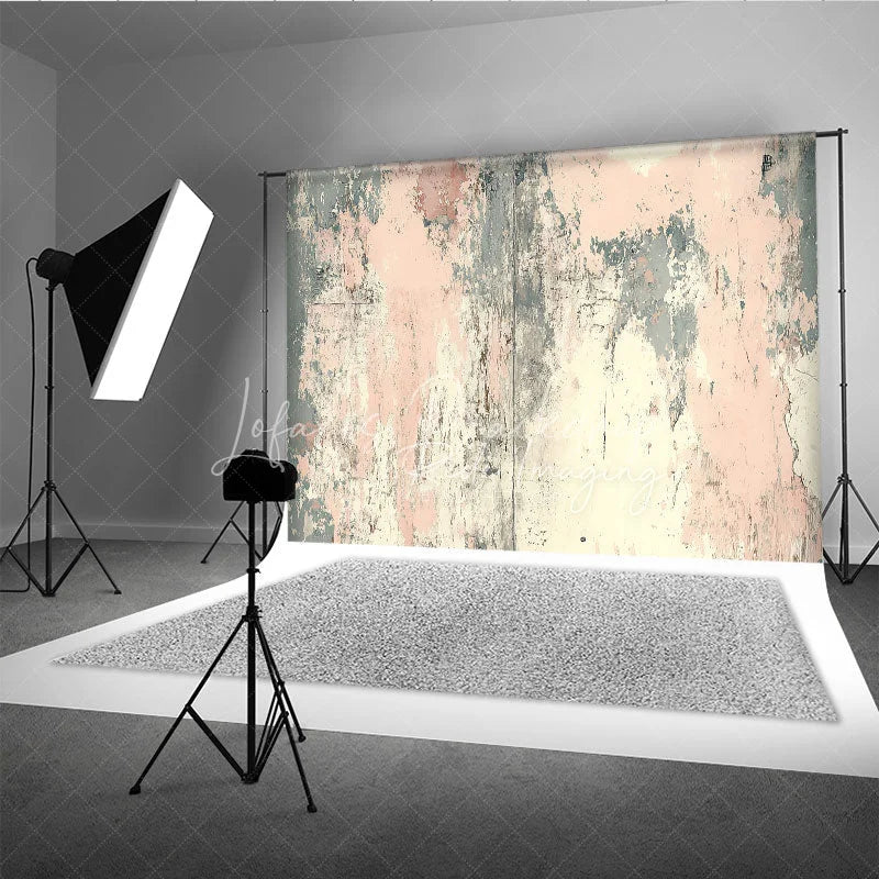 Lofaris Distressed Pink and Grey Retro Wall Backdrop Abstract Peeling Paint Photography Background