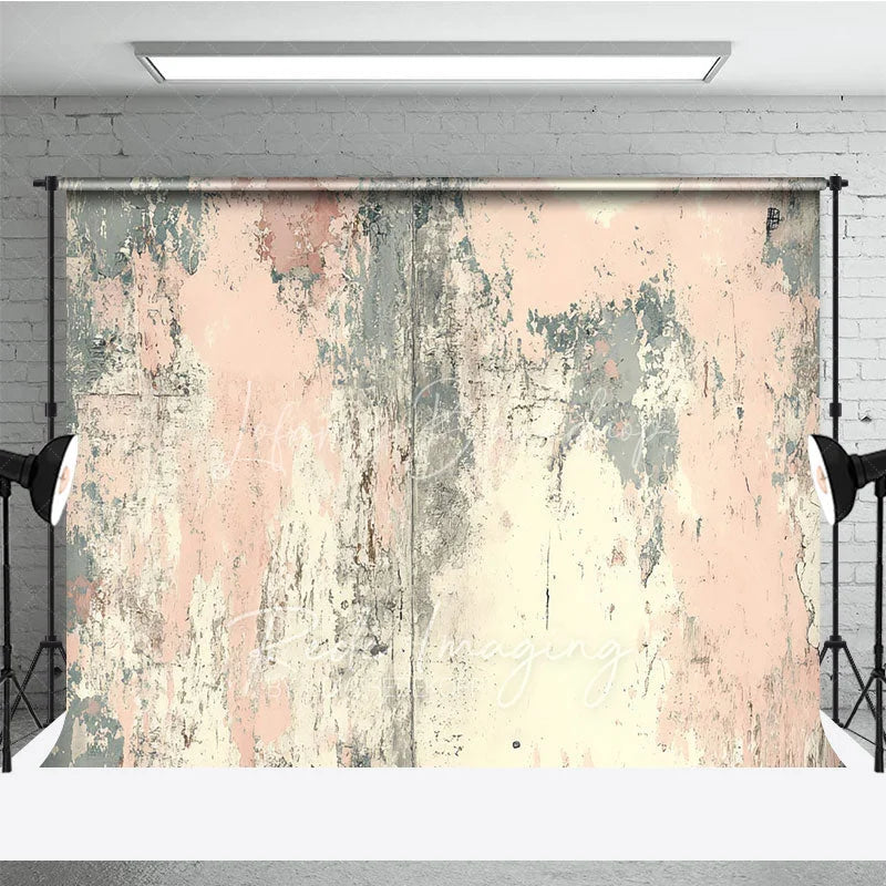 Lofaris Distressed Pink and Grey Retro Wall Backdrop Abstract Peeling Paint Photography Background