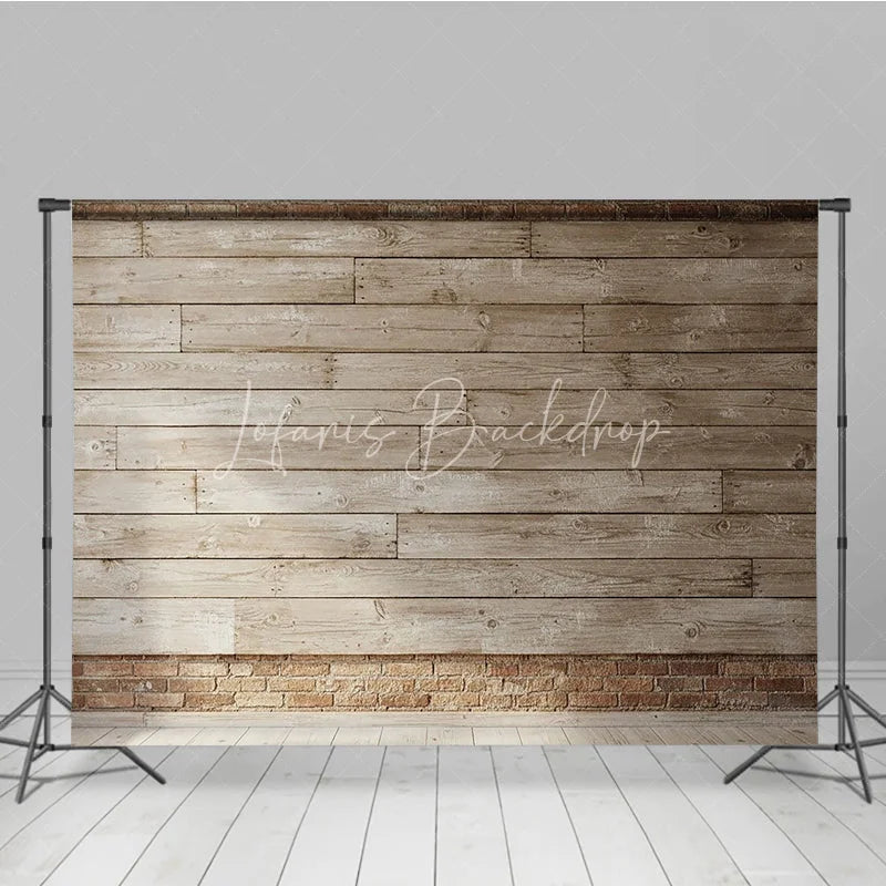 Lofaris Distressed Wood Planks and Rustic Brick Wall Photography Backdrop Vintage Wooden Floor for Studio Shoots
