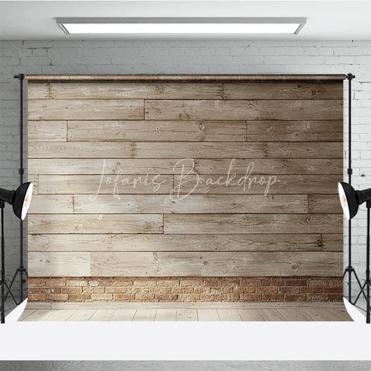 Lofaris Distressed Wood Planks and Rustic Brick Wall Photography Backdrop Vintage Wooden Floor for Studio Shoots
