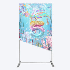 Lofaris Dive In A 5 Mermaid Birthday Glitter Rectangle Backdrop