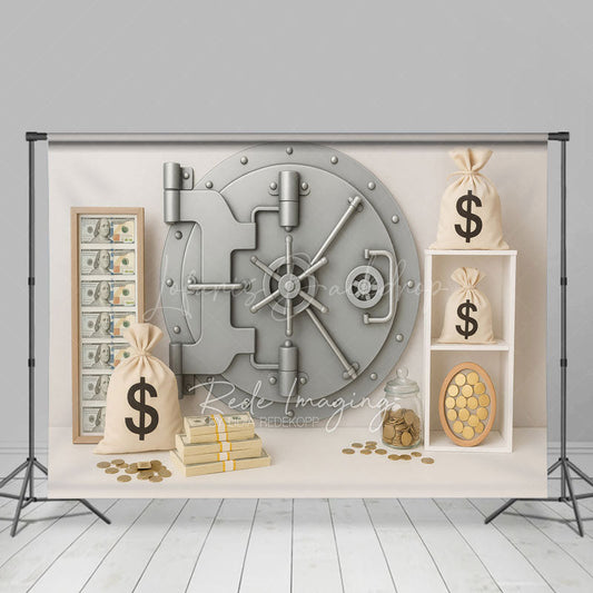 Lofaris Dollars Gold Coin Vault Birthday Cake Smash Backdrop