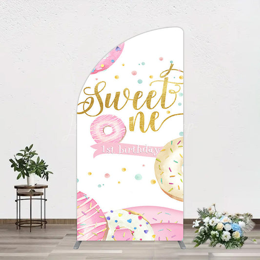Lofaris Donuts Candyland Sweet One Birthday Half Moon Arch Backdrop