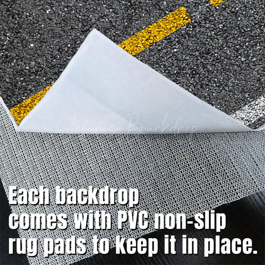 Lofaris Dotted Yellow White Line Asphalt Road Fabric Floor Mat