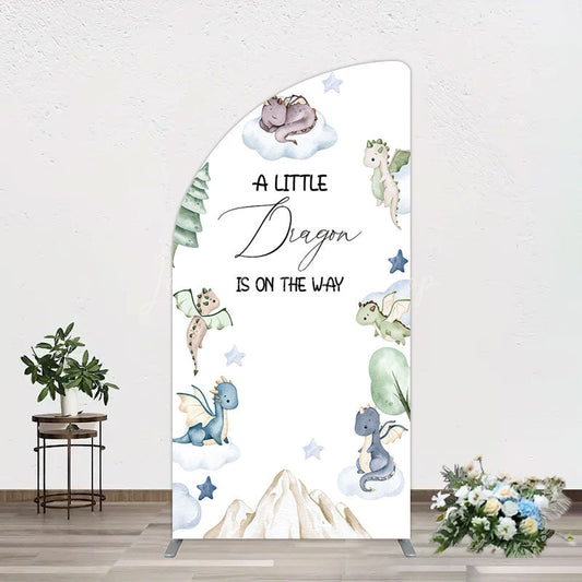 Lofaris Dragon On The Way Baby Shower Half Moon Arch Backdrop