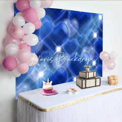 Lofaris Dreamy Blue Hearts and Sparkling Stars Y2K Birthday Backdrop Magical Romantic Celebration Party Decor