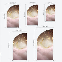 Lofaris Dreamy Golden Half Moon Arch Backdrop with Pink Clouds Sparkling Stars for Baby Shower or Birthday Party