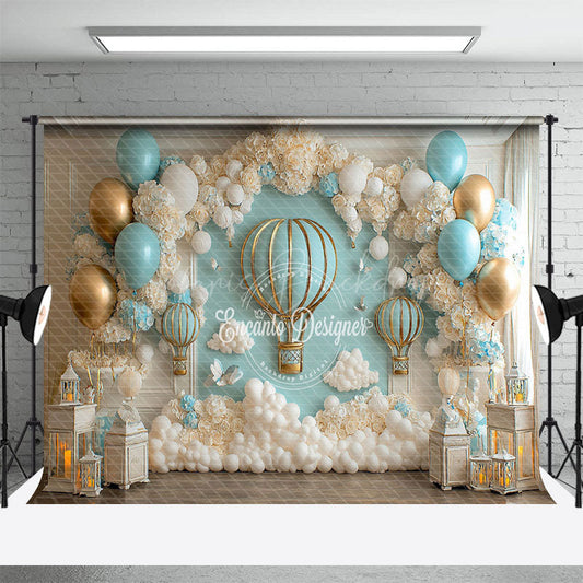 Lofaris Dreamy Hot Air Balloon Adventure Cake Smash Backdrop