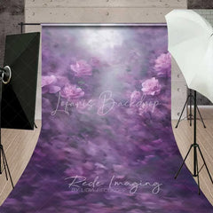 Lofaris Dreamy Lilac Rose Sweep Backdrop Soft Purple Flowers Photography Floor Mat Romantic Fine Art Decoration