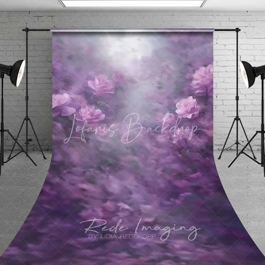 Lofaris Dreamy Lilac Rose Sweep Backdrop Soft Purple Flowers Photography Floor Mat Romantic Fine Art Decoration