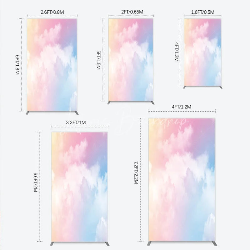 Lofaris Dreamy Pastel Gradient Cloud Rectangle Arch Backdrop Soft Sky Theme for Baby Shower and Birthday Party