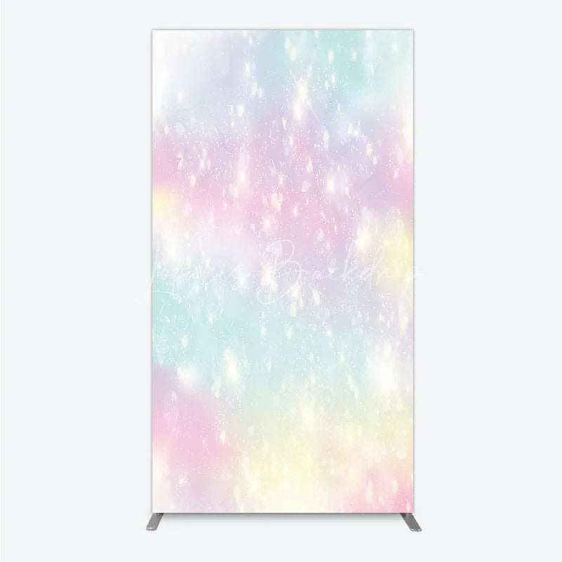 Lofaris Dreamy Pastel Rainbow Glitter Sparkle Rectangle Arch Backdrop Magical Birthday Party Decoration
