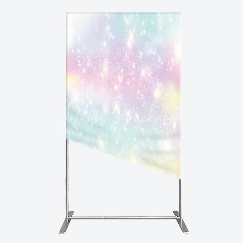 Lofaris Dreamy Pastel Rainbow Glitter Sparkle Rectangle Arch Backdrop Magical Birthday Party Decoration
