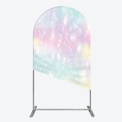 Lofaris Dreamy Pastel Rainbow Glitter Sparkle Round Top Arch Backdrop Magical Birthday Baby Shower Decor