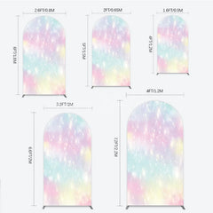 Lofaris Dreamy Pastel Rainbow Glitter Sparkle Round Top Arch Backdrop Magical Birthday Baby Shower Decor