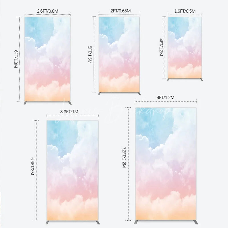 Lofaris Dreamy Pastel Sky Cloud Gradient Rectangle Arch Backdrop Blue Pink Orange Photography Background for Baby Shower