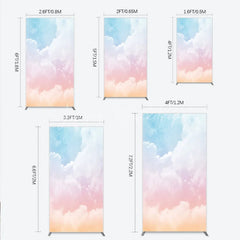 Lofaris Dreamy Pastel Sky Cloud Gradient Rectangle Arch Backdrop Blue Pink Orange Photography Background for Baby Shower