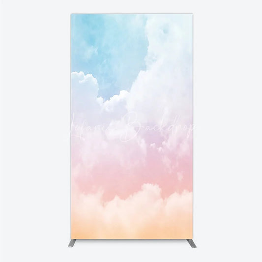 Lofaris Dreamy Pastel Sky Cloud Gradient Rectangle Arch Backdrop Blue Pink Orange Photography Background for Baby Shower