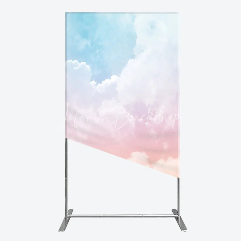 Lofaris Dreamy Pastel Sky Cloud Gradient Rectangle Arch Backdrop Blue Pink Orange Photography Background for Baby Shower