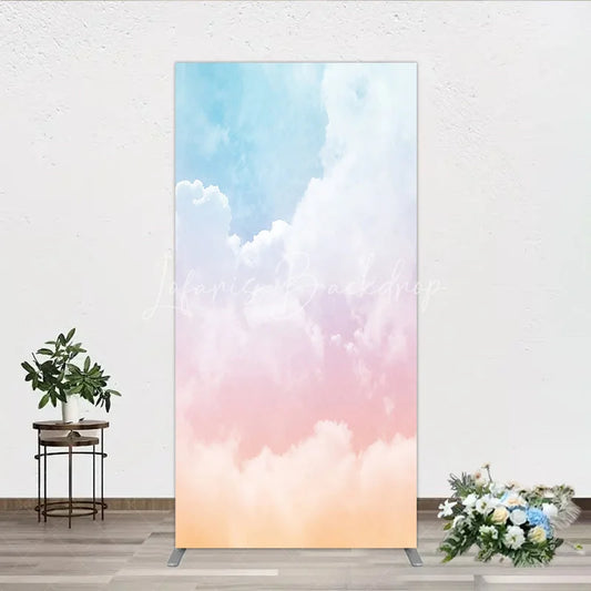 Lofaris Dreamy Pastel Sky Cloud Gradient Rectangle Arch Backdrop Blue Pink Orange Photography Background for Baby Shower