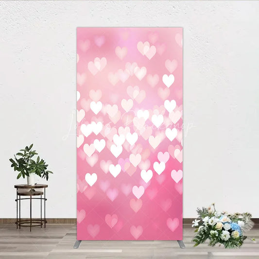 Lofaris Dreamy Pink and White Heart Bokeh Rectangle Arch Backdrop Romantic Valentine’s Day Wedding or Baby Shower Party Decor