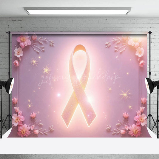 Lofaris Dreamy Pink Ribbon Flower Stars On Gradient Backdrop