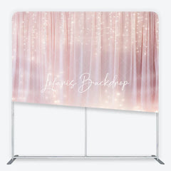 Lofaris Dreamy Pink Sheer Fabric Fairy Lights Glowing Square Double-Sided Backdrop Romantic Elegant Celebration Party Decor