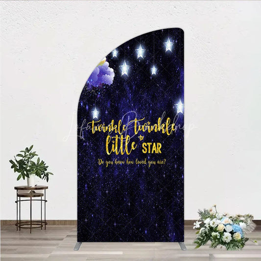 Lofaris Dreamy Starry Night Half Moon Arch Backdrop with Twinkle Little Star Quote for Baby Shower Party