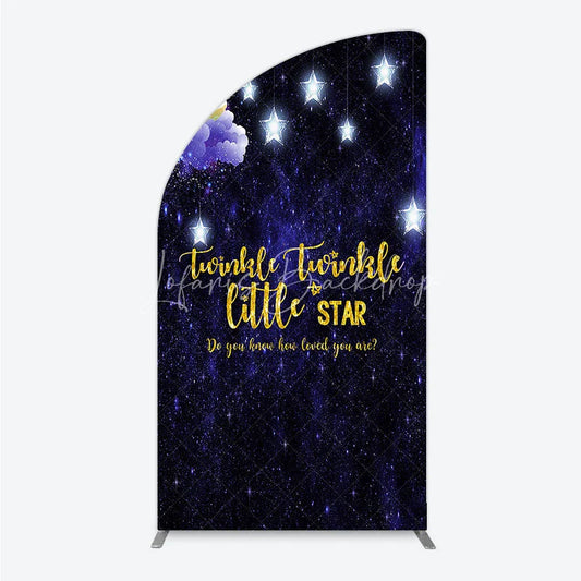 Lofaris Dreamy Starry Night Half Moon Arch Backdrop with Twinkle Little Star Quote for Baby Shower Party