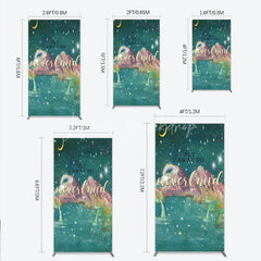 Lofaris Dreamy Starry Night Rectangle Arch Backdrop with Rainbow and Mermaid Tails Magical Fantasy Island Party Decor