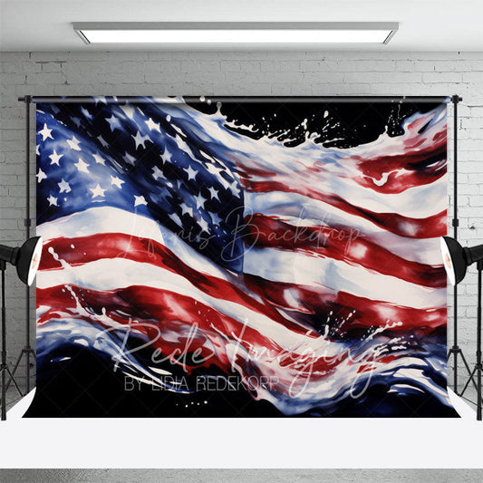 Lofaris Dripping American Flag Independence Day Photo Backdrop