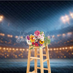 Lofaris Dynamic Night Stadium Sports Backdrop with Bright Floodlights and String Lights Perfect for Game Party